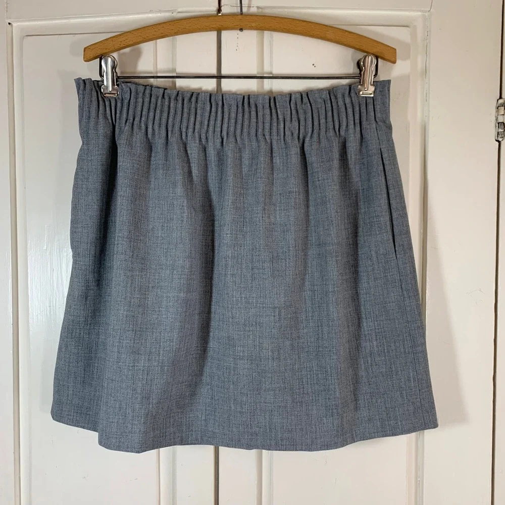 J.Crew Mercantile Womens Grey Elastic Waist Mini Skirt Pockets 10 Classic Comfy